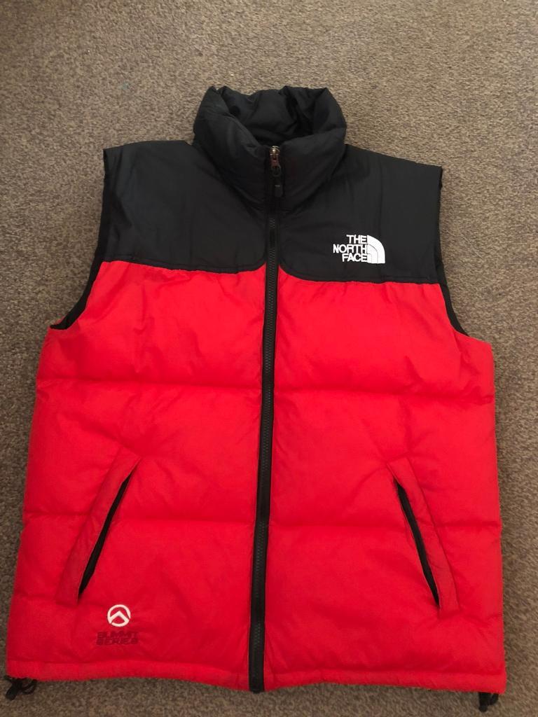 north face gilet red